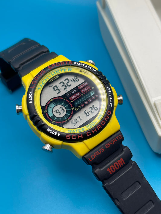 Lorus Yellow digital watch V802 6010